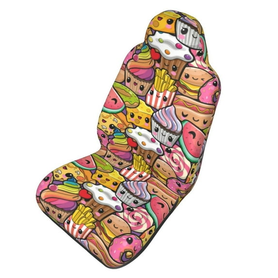 Picia Fruit-Flavored Ice-Cream Print Waterproof Sweating Car Seat Cover for Post Gym Workout, Running, Beach and Hiking, Universal Fit Anti-Slip Bucket Seat Protector