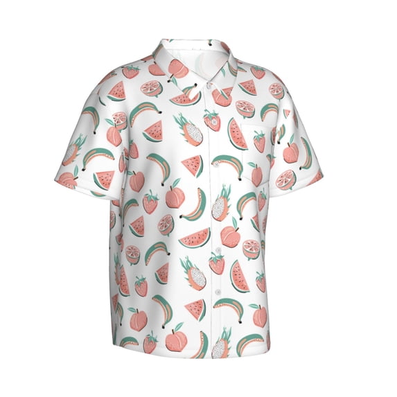 Picia Fruit Gentle Cotton Regular Fit Short Sleeve Casual Hawaiian Shirt for Men-Large