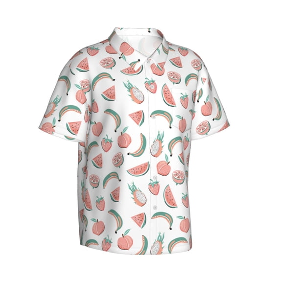 Picia Fruit Gentle Cotton Regular Fit Short Sleeve Casual Hawaiian Shirt for Men-Small