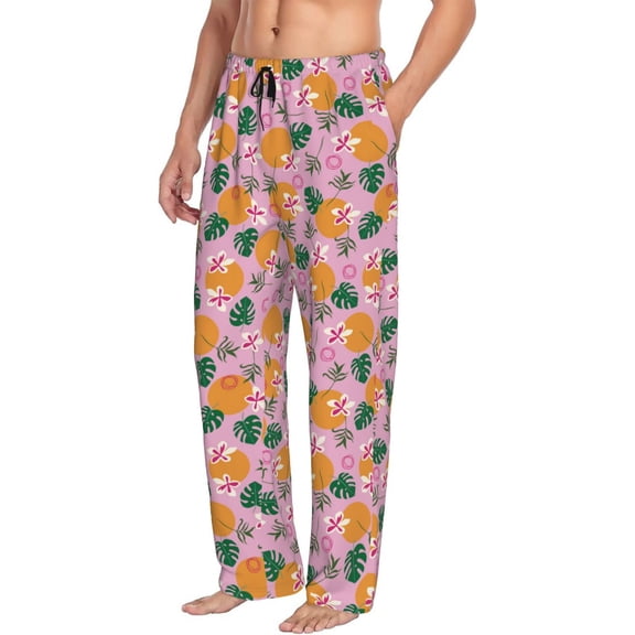 Picia Fruit Mens Soft Woven Cotton Elastic Waistband Sleep Pajama Pant Lounge Sleep Pant With Pockets And Drawstring-Small