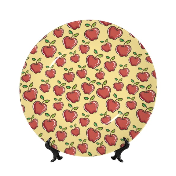 Picia Fruit Pattern Bone China Decorative Plate – Wall Decor with Stand and Adhesive, Elegant Ornament for Living Room, Office, or Entryway-7in