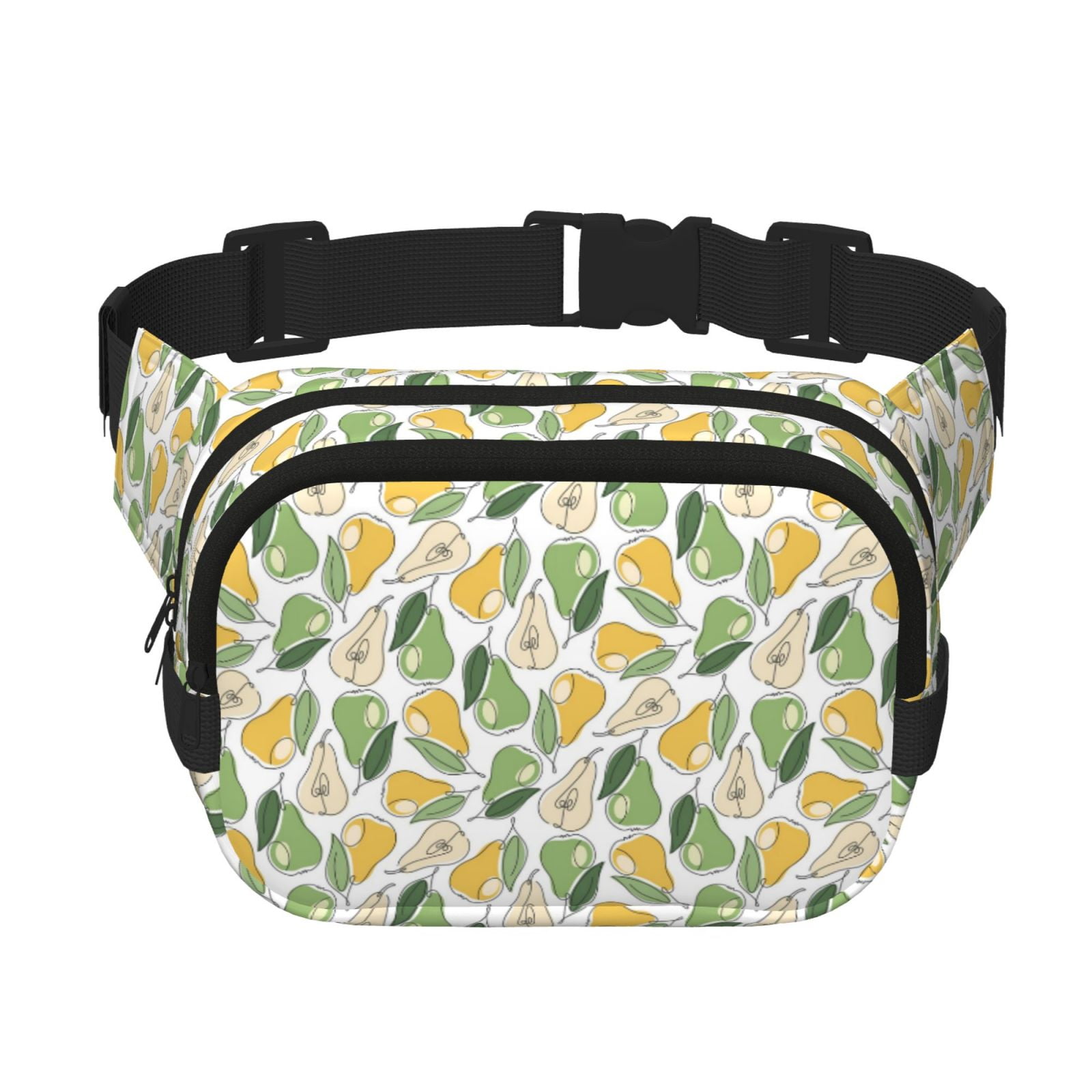 Picia Fruit Pears Print Square Double-Layer Waist Bag Mini Adjustable Waist Belt Bag Exercise Running Travel Hiking