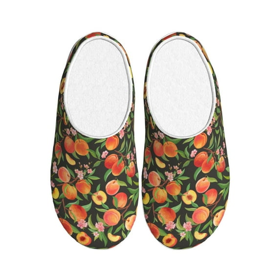 Picia Fruits Peach for Women's Lamb-hug Comfy Fleece House Slippers Memory Foam, Slip-on House Shoes Indoor Outdoor-42/43
