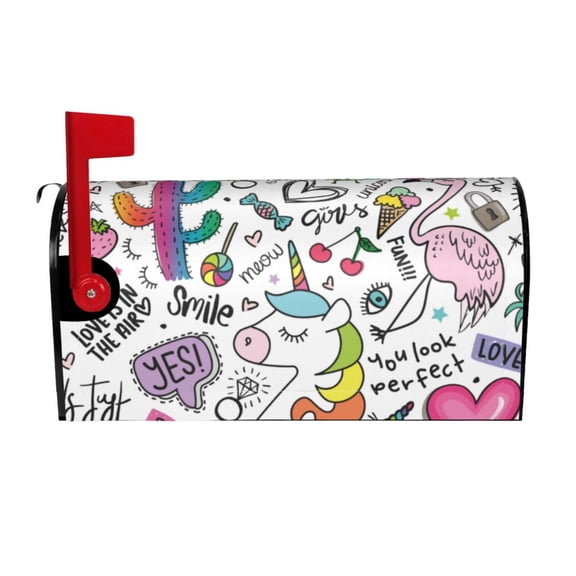 Picia Fun Animal with Unicorn Magnetic Mailbox Cover Standard Size-25.5x21 in