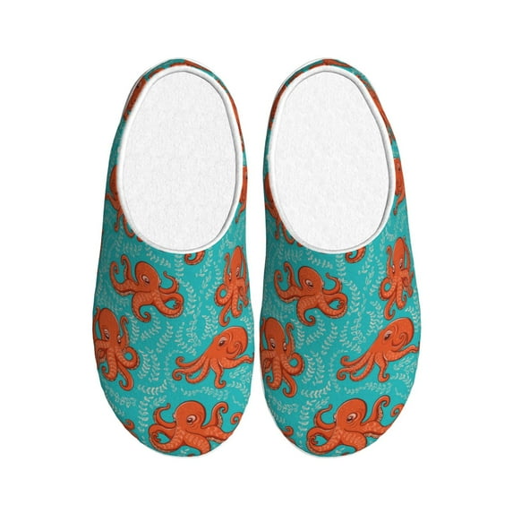 Picia Fun Octopus for Women's Lamb-hug Comfy Fleece House Slippers Memory Foam, Slip-on House Shoes Indoor Outdoor-46/47