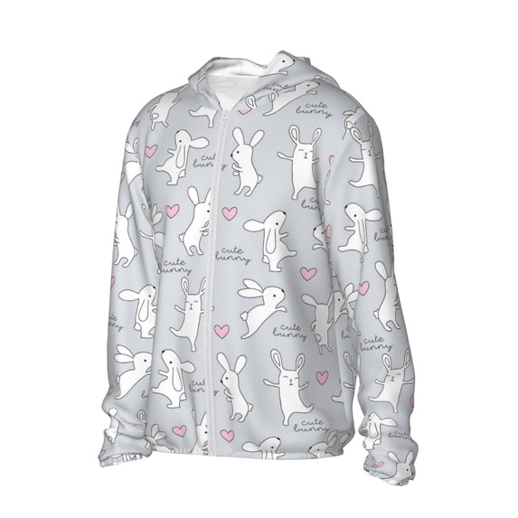 Picia Fun Rabbit Women's Men's UPF 50+ Sun Protection Hoodie Shirt Long Sleeve SPF Fishing Outdoor UV Hiking Lightweight Shirts-