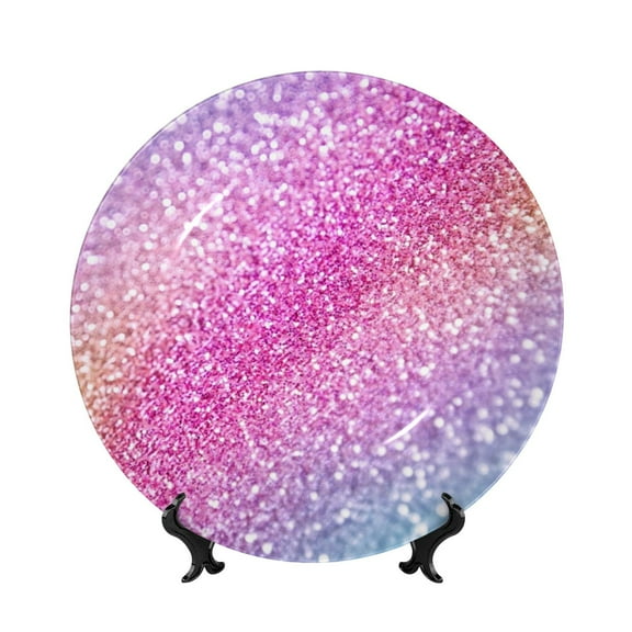 Picia Fun Rainbow Pattern Bone China Decorative Plate – Wall Decor with Stand and Adhesive, Elegant Ornament for Living Room, Office, or Entryway-7in