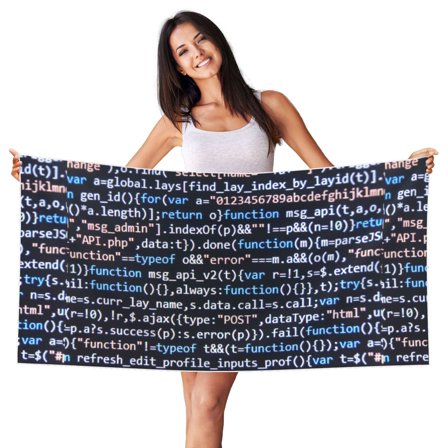 Picia Function Source Code Print Silver Fox Velvet Beach Towel,Quick-Dry Beach Towel,Lightweight Travel Towel,Portable Beach Towels