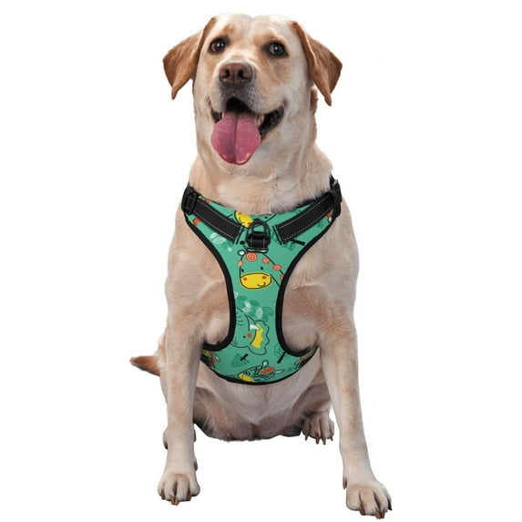 Picia Funny Animals in Jungle No-Pull Dog Harness Reflective Front Clip Vest with Handle,Step-in Air Dog Harness,Adjustable 2 Metal Rings 4 Buckles,Easy to Put on & Take Off Small