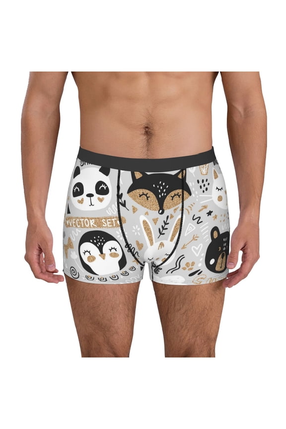 Funny Animals Series Pattern Men’s Boxer Briefs – Soft & Breathable Underwear, Stretchy & Comfortable Fit, Supportive Pouch Design, Moisture-Wicking-Large