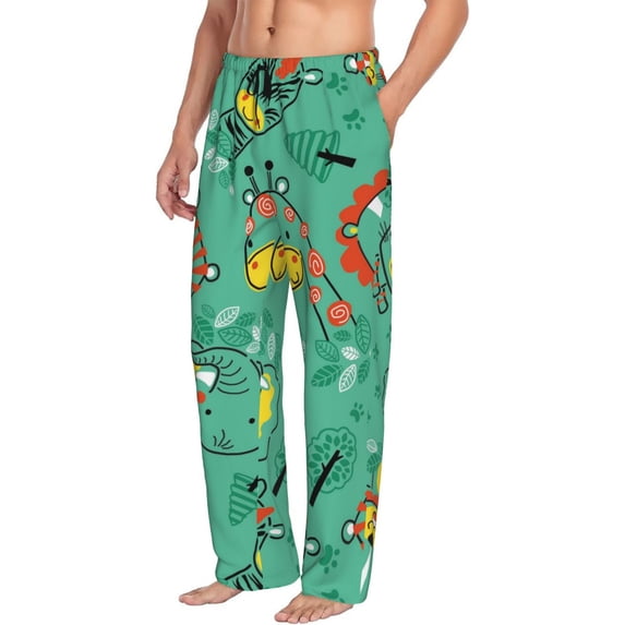 Picia Funny Animals in Jungle Mens Soft Woven Cotton Elastic Waistband Sleep Pajama Pant Lounge Sleep Pant With Pockets And Drawstring-Small