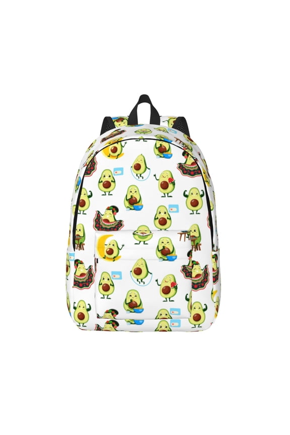 Funny Avocado In Mexican Clothes Printed Canvas Daypack - Stylish and Durable Vintage Compact Backpack - Class, Work, Travel, or Laptop Bookbag,Organized Compartments-Small