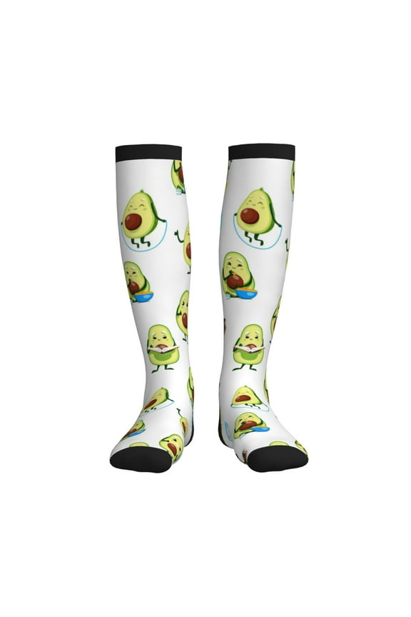 Funny Avocado In Mexican Clothes Printed Sports Compression Socks - 15-20mmHg Graduated Compression, High-Performance Soft and Breathable Socks for Men and Women