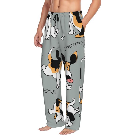Picia Funny Beagle Active Dog Mens Soft Woven Cotton Elastic Waistband Sleep Pajama Pant Lounge Sleep Pant With Pockets And Drawstring-Small