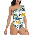 thumbnail image 1 of Picia Funny Boats Pattern Women's One Piece Swimsuits,One Shoulder Swimwear Asymmetric ,Ruffle Monokinis Bathing Suits,High Waisted Flattering Bathing Suits-X-Large, 1 of 8