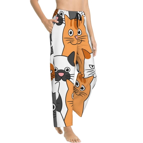 Picia Funny Cats Womens Soft Woven Cotton Elastic Waistband Sleep Pajama Pant Lounge Sleep Pant With Pockets And Drawstring-Medium