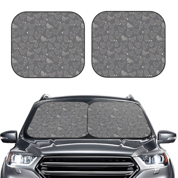 Picia Funny Chicken 2 Piece Car Windshield Sun Shade Foldable | Foldable Sun Shield for Front Window Blocks UV Rays and Keeps Your Vehicle Cool-Medium