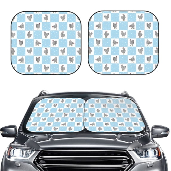 Picia Funny Chicken 2 Piece Car Windshield Sun Shade Foldable | Foldable Sun Shield for Front Window Blocks UV Rays and Keeps Your Vehicle Cool-Medium