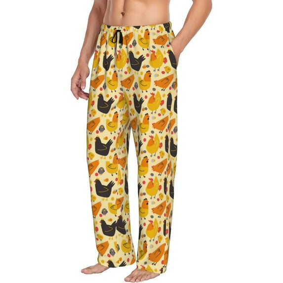 Picia Funny Chicken Mens Soft Woven Cotton Elastic Waistband Sleep Pajama Pant Lounge Sleep Pant With Pockets And Drawstring-Medium