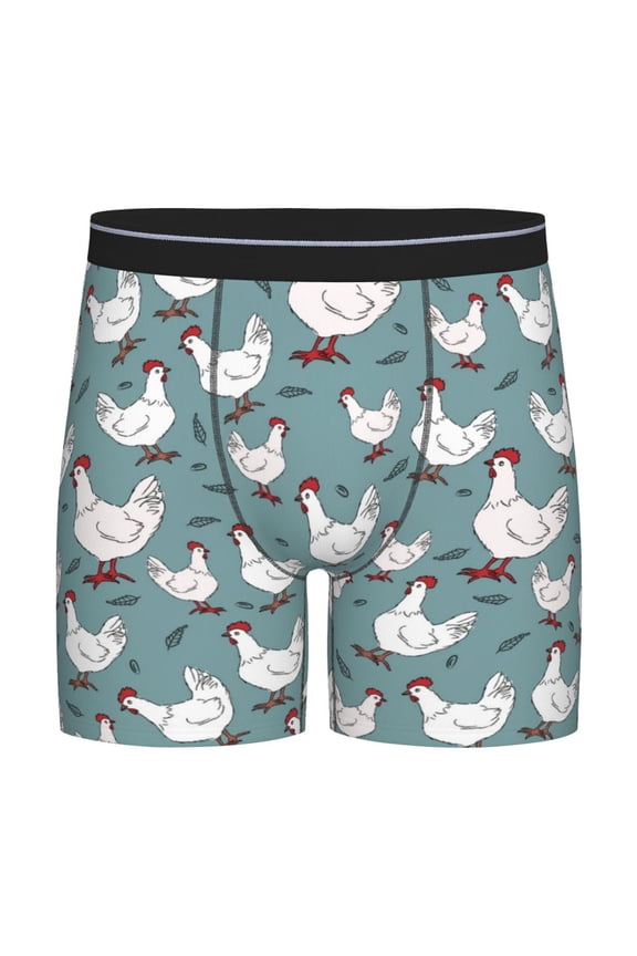 Funny Chicken Pattern Men's Athletic Long Leg Briefs , Performance Stretch Underwear,Moisture-Wicking