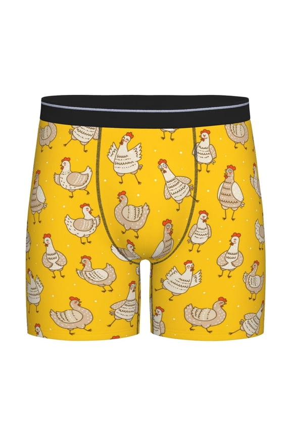 Funny Chicken Pattern Men's Athletic Long Leg Briefs , Performance Stretch Underwear,Moisture-Wicking