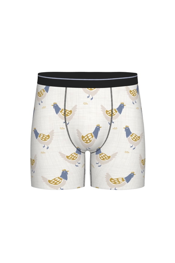 Funny Chicken Pattern Men's Athletic Long Leg Briefs , Performance Stretch Underwear,Moisture-Wicking