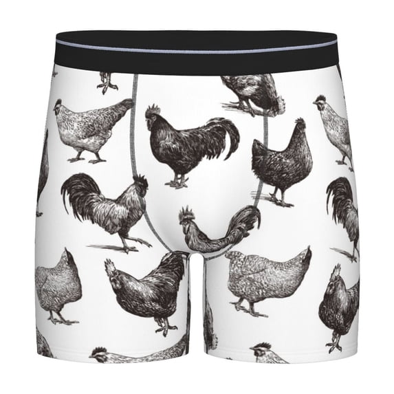 Picia Funny Chicken Pattern Men's Athletic Long Leg Briefs , Performance Stretch Underwear,Moisture-Wicking