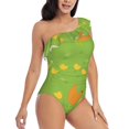 thumbnail image 1 of Picia Funny Chicken Pattern Women's One Piece Swimsuits,One Shoulder Swimwear Asymmetric ,Ruffle Monokinis Bathing Suits,High Waisted Flattering Bathing Suits-, 1 of 8