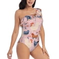 thumbnail image 1 of Picia Funny Chicken Pattern Women's One Piece Swimsuits,One Shoulder Swimwear Asymmetric ,Ruffle Monokinis Bathing Suits,High Waisted Flattering Bathing Suits-Large, 1 of 8