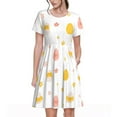 thumbnail image 1 of Picia Funny Chicken Pattern Women's Short Sleeve Summer Dress Pleated Loose Swing Knee Length Short Sleeve Swing Dresses, 1 of 6