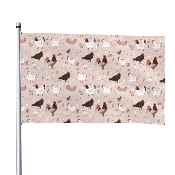 Picia Funny Chicken Printed Flag ,Funny Chicken Pattern Garden Flag Vertical Double,Yard Lawn Outdoor Decor 48x72"