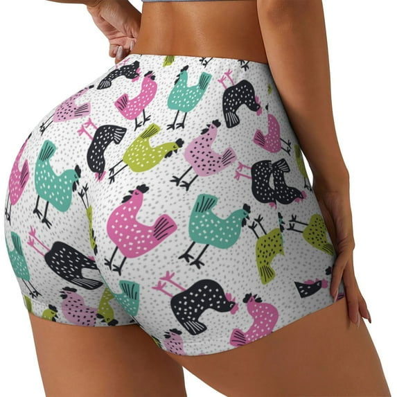 Picia Funny Chicken Printed Workout Shorts for Women Seamless Scrunch Butt Lifting High Waisted Yoga Gym Booty Running Moisture-wicking Short Pants-Small