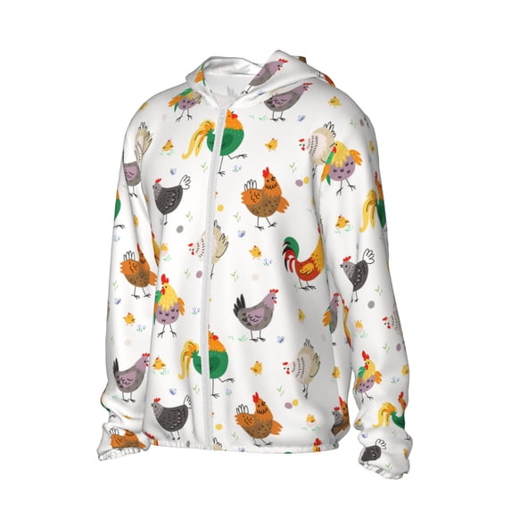 Picia Funny Chicken Women's Men's UPF 50+ Sun Protection Hoodie Shirt Long Sleeve SPF Fishing Outdoor UV Hiking Lightweight Shirts-Small