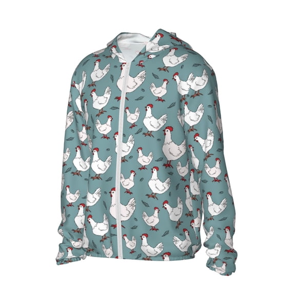 Picia Funny Chicken Women's Men's UPF 50+ Sun Protection Hoodie Shirt Long Sleeve SPF Fishing Outdoor UV Hiking Lightweight Shirts-