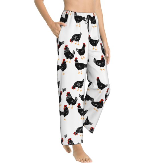 Picia Funny Chicken Womens Soft Woven Cotton Elastic Waistband Sleep Pajama Pant Lounge Sleep Pant With Pockets And Drawstring-Medium
