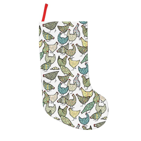 Picia Funny Chicken for 18in Christmas Stockings, Xmas Stocking for Kids, Holiday and Family Stocking for Fireplace or Party Decoration
