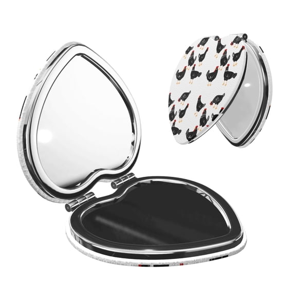 Picia Funny Chicken for Compact Vanity Mirror , Travel Makeup Mirror , Portable Magnifying Cosmetic Mirror for Daily, Work, Business-Heart Shape