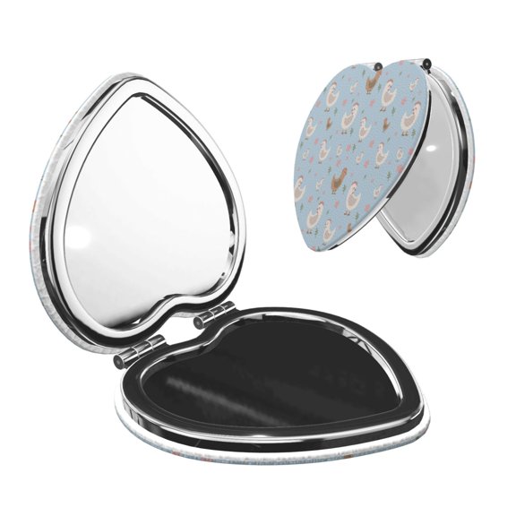 Picia Funny Chicken for Compact Vanity Mirror , Travel Makeup Mirror , Portable Magnifying Cosmetic Mirror for Daily, Work, Business-Heart Shape
