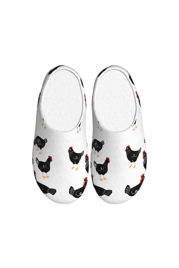 Funny Chicken for Women's Lamb-hug Comfy Fleece House Slippers Memory Foam, Slip-on House Shoes Indoor Outdoor-44/45