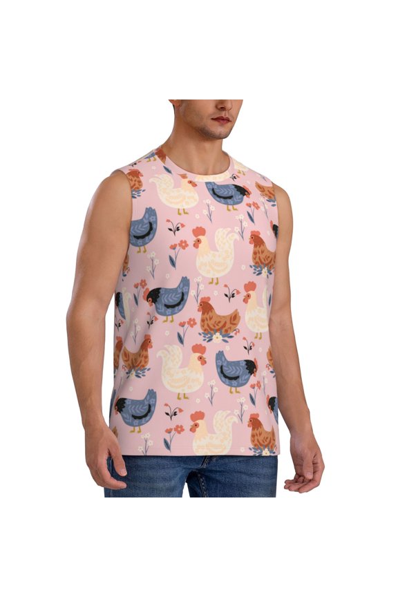 Funny Chicken mens Cotton Tank Undershirts , Moisture-wicking Ribbed Tanks, Lightweight Cotton Tank Undershirts-3X-Large