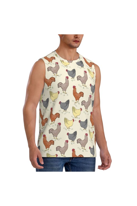 Funny Chicken mens Cotton Tank Undershirts , Moisture-wicking Ribbed Tanks, Lightweight Cotton Tank Undershirts-Medium