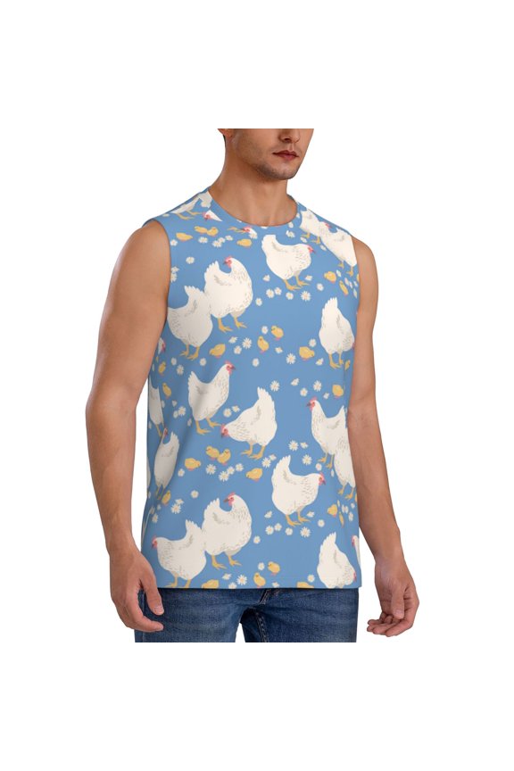 Funny Chicken mens Cotton Tank Undershirts , Moisture-wicking Ribbed Tanks, Lightweight Cotton Tank Undershirts-Small