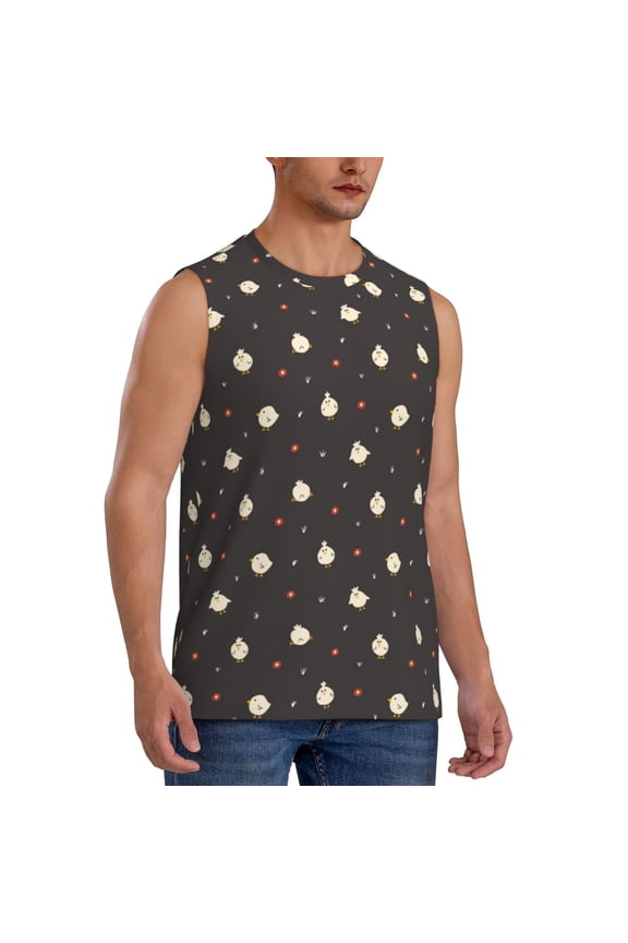 Funny Chicken mens Cotton Tank Undershirts , Moisture-wicking Ribbed Tanks, Lightweight Cotton Tank Undershirts-Small