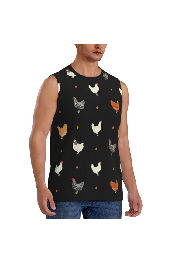 Funny Chicken mens Cotton Tank Undershirts , Moisture-wicking Ribbed Tanks, Lightweight Cotton Tank Undershirts-X-Large