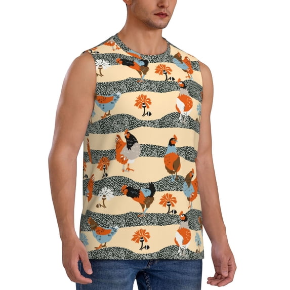 Picia Funny Chicken mens Cotton Tank Undershirts , Moisture-wicking Ribbed Tanks, Lightweight Cotton Tank Undershirts-XX-Large
