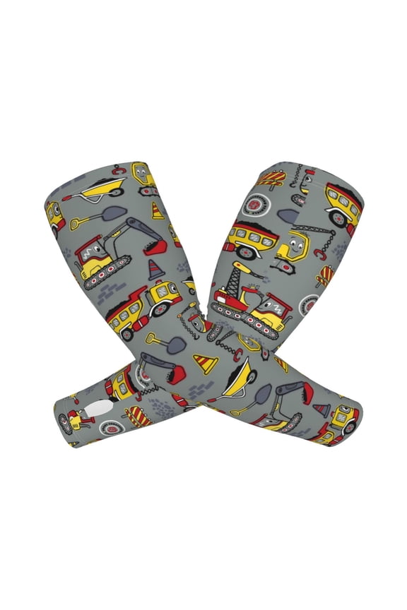 Funny Construction Arm Sleeves for Men and Women - Tattoo Cover Up UPF 50+ Cooling Sports Sleeve for Basketball Golf Football-One Size