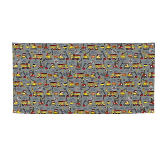 Picia Funny Construction Pattern Party Banner, Festive Decoration, Holiday Banner, Celebration Decor, Event Banner, Reusable Party Banner-Medium
