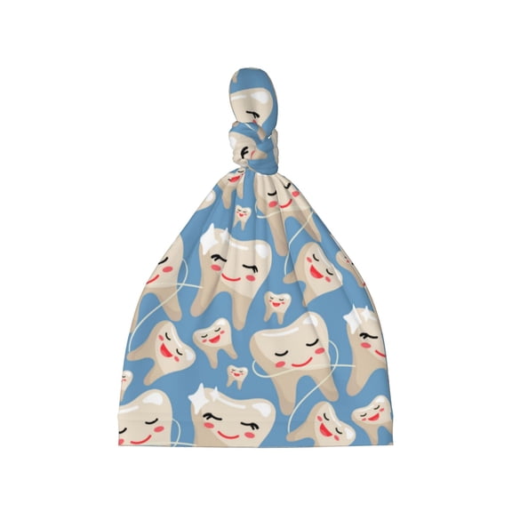 Picia Funny Cute Healthy Teeth Printed Preemie Hats for Baby Girls Cotton Premature Knot Hats Newborn Hospital Cap Warm Knot Beanie Nicu for Preemie Girls and Boys