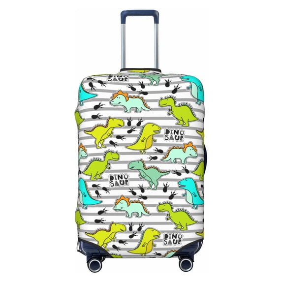 Picia Funny Dinosaurs on Stripes Luggage Protector Cover Thicken Suitcase Protector Cover Fit 18-32 Inch Luggage-Medium