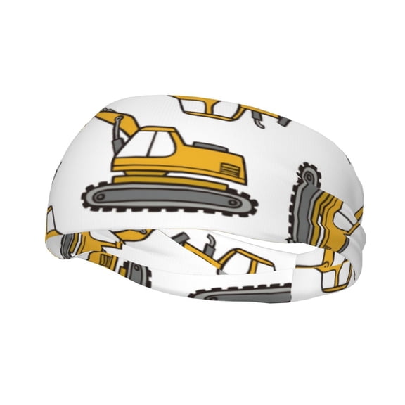 Picia Funny Excavator Print Mens Running Headband,Mens Sweatband Sports Headband for Running,Cycling,Basketball,Yoga,Fitness Workout